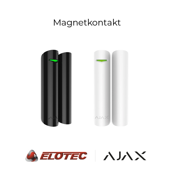 Magnetkontakt med innebygd tilt og støt-sensor. Enheten har også inngang på baksiden for tilkobling av tredjeparts åpningssensorer ved spesielle behov, som mikrobrytere i låskasse for ekstra tidlig varsling ved innbrudd.